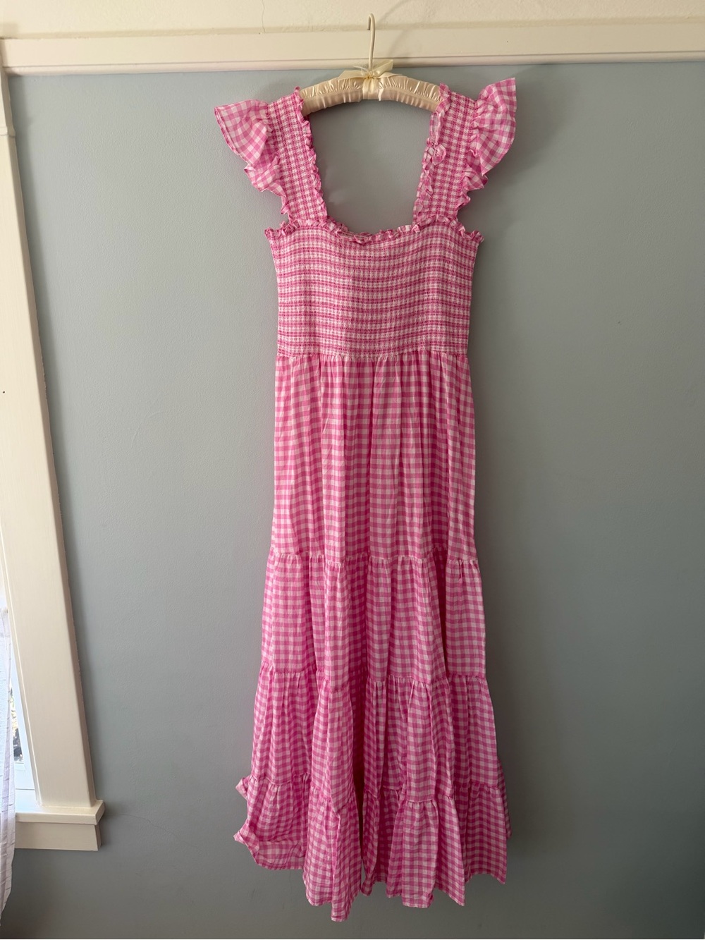 NWT - Kendall Cotton Pink Gingham Midi Dress (XL) - Picture 12 of 13